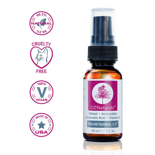 OZNaturals Retinol Serum - The Most Effective Anti Wrinkle, Anti Aging Serum Contains Professional Strength Retinol + Astaxanthin + Vitamin E. Get The Dramatic Youthful Results You've Been Looking For!